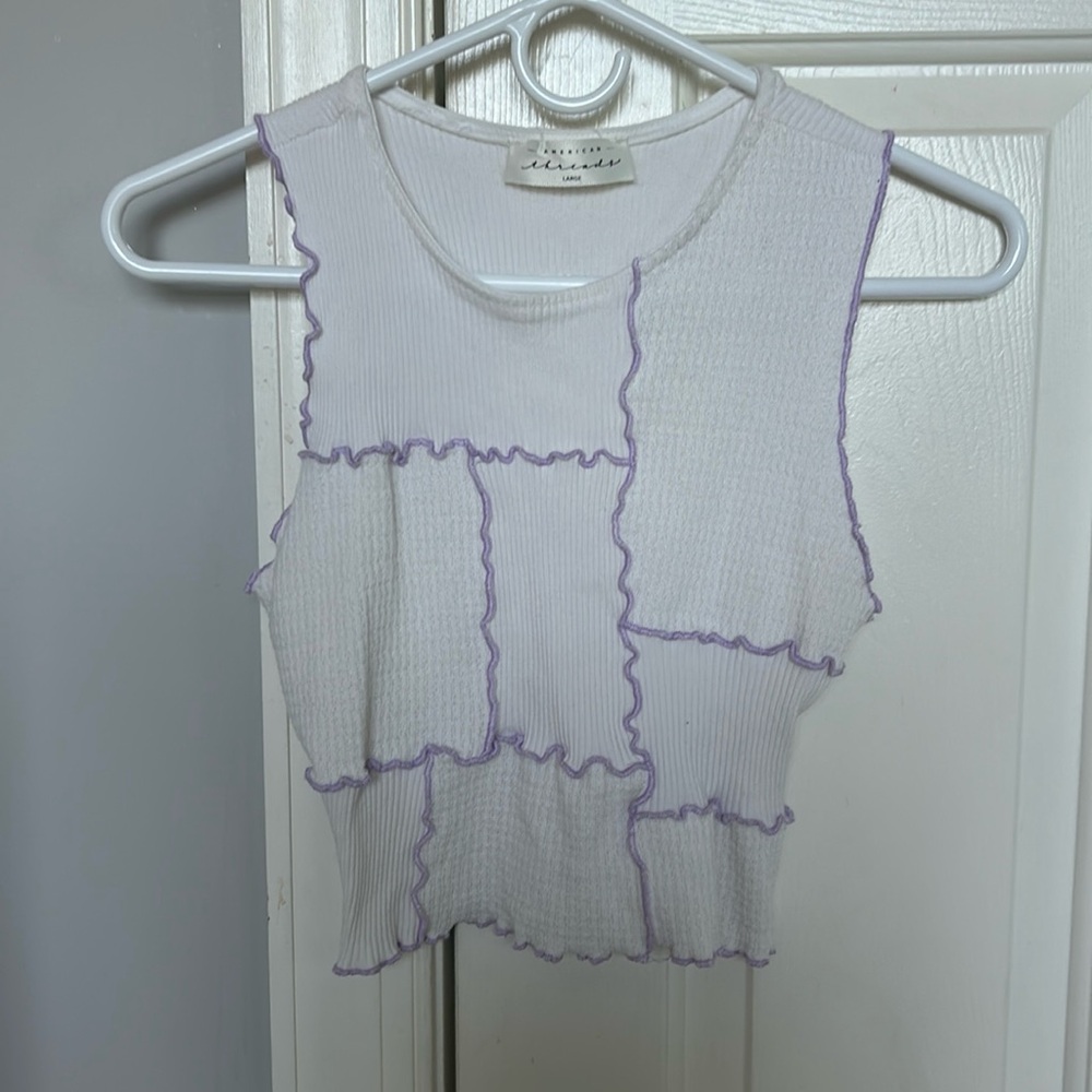 American threads tank top white and purple size large
